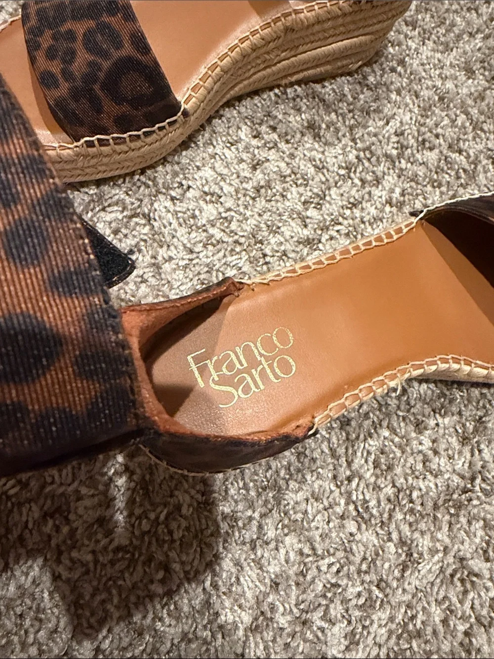 Franco Sarto Leopard Print Espadrille Wedge Sandals - Brown